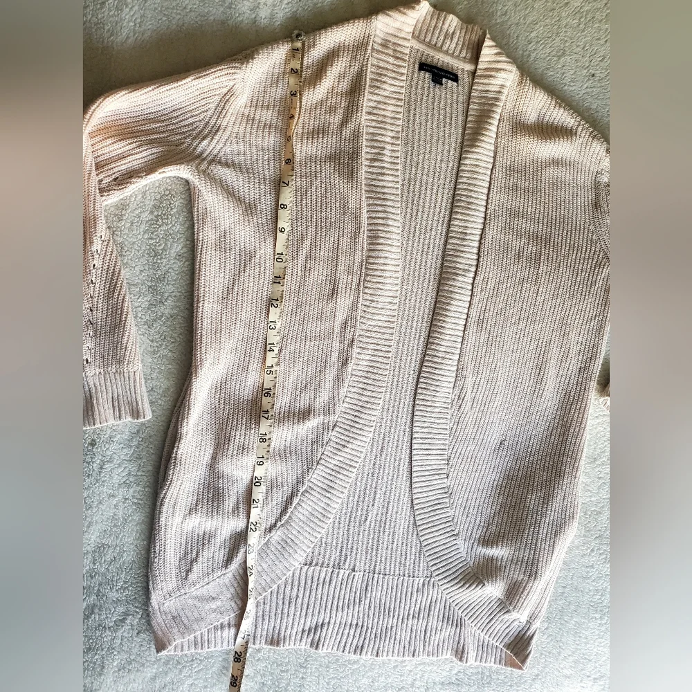 American Eagle‎ Open Front Cardigan Knit Sweater Beige Layering Boho Comfy